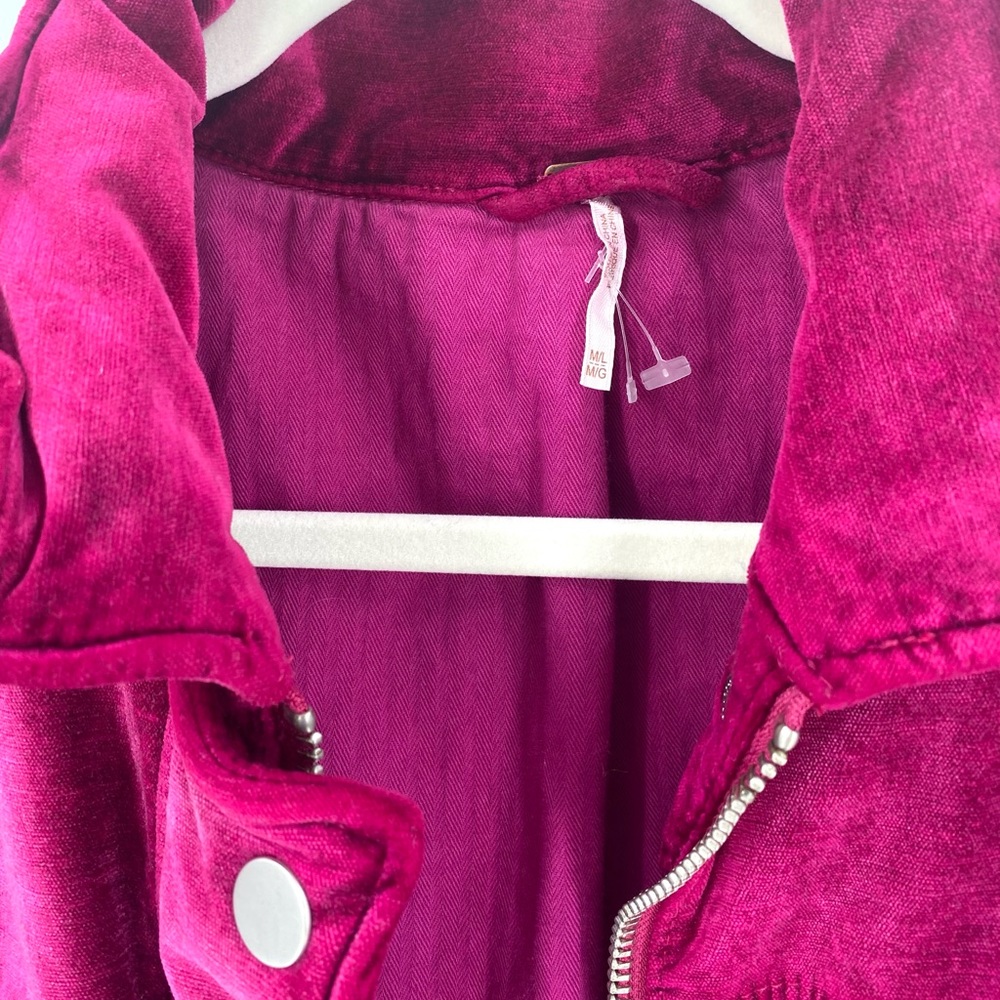 Free People Magenta Velvet Bomber Jacket - Picture 13 of 16